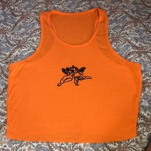 neon orange angel tank top